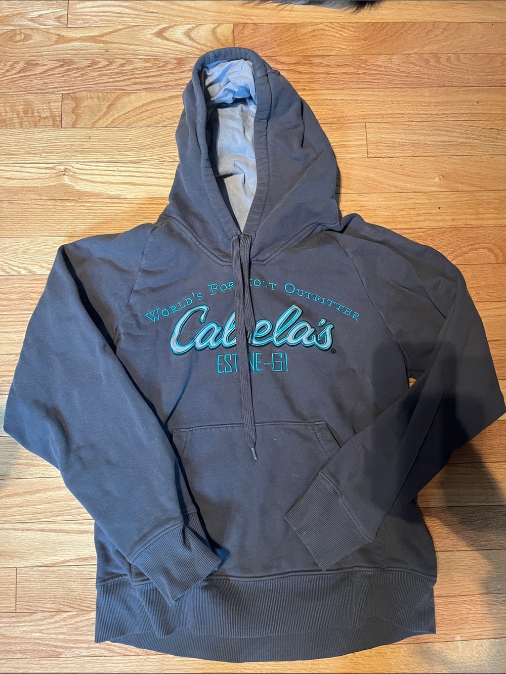 Cabela's Charcoal Hoodie with Teal Logo